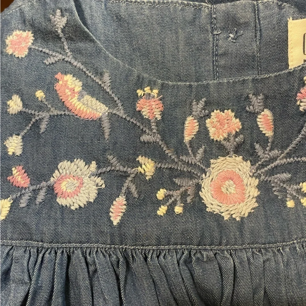 Gap Jean dress baby girl floral western ruffle short sleeve